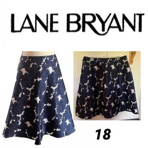 Lane Bryant Blue Blk white Jacquard Skirt